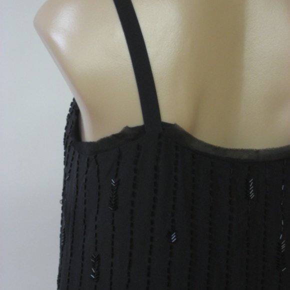 EILEEN FISHER Black Beaded Silk Crepe Dress - Picture 4 of 5
